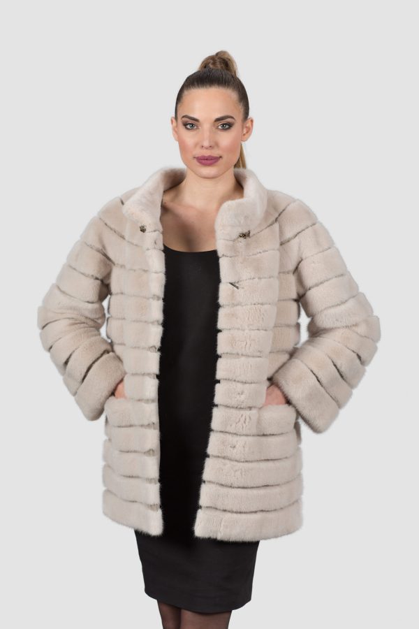 Mink Fur Jacket Beige Velvet