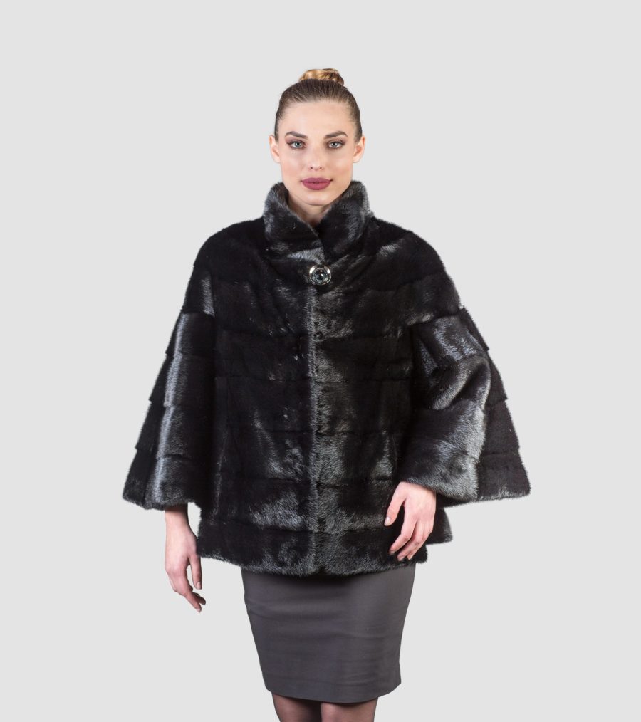 Black Mink Fur Jacket Loose Fitting