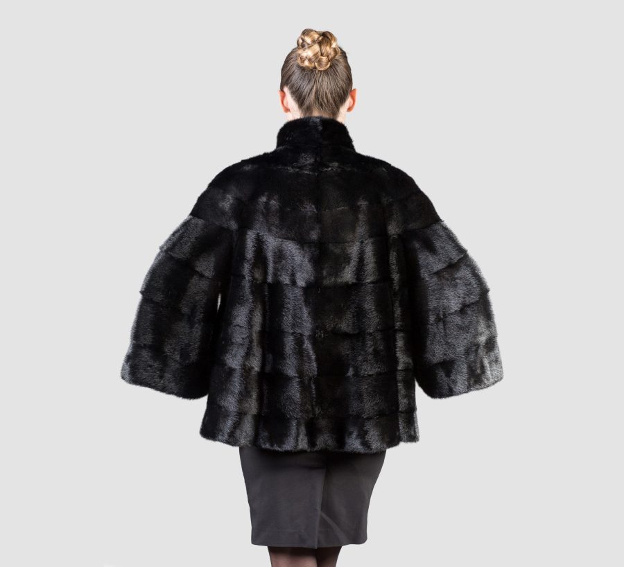 Black Mink Fur Jacket Loose Fitting
