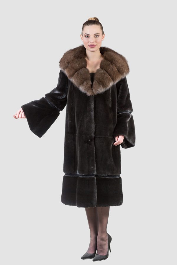 Blackglama Mink Fur Coat With Sable Hood