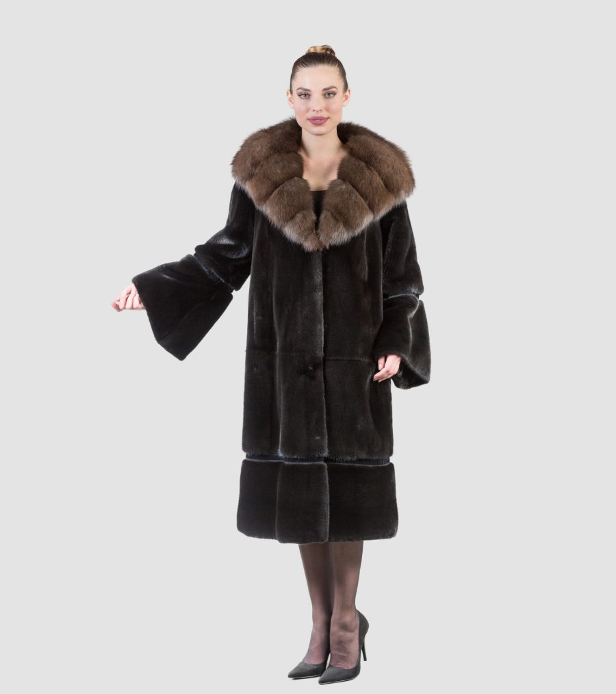 Blackglama Mink Fur Coat With Sable Hood