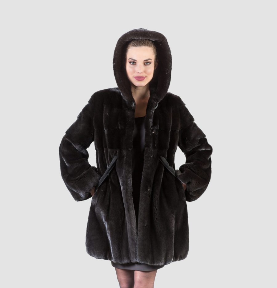 Blackglama Mink Fur Coat With Hood