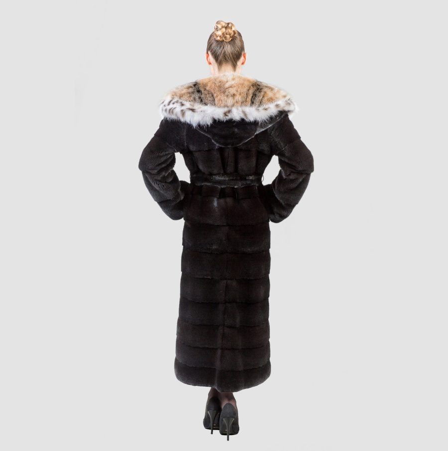 Blackglama Mink Fur Coat With Lynx Hood