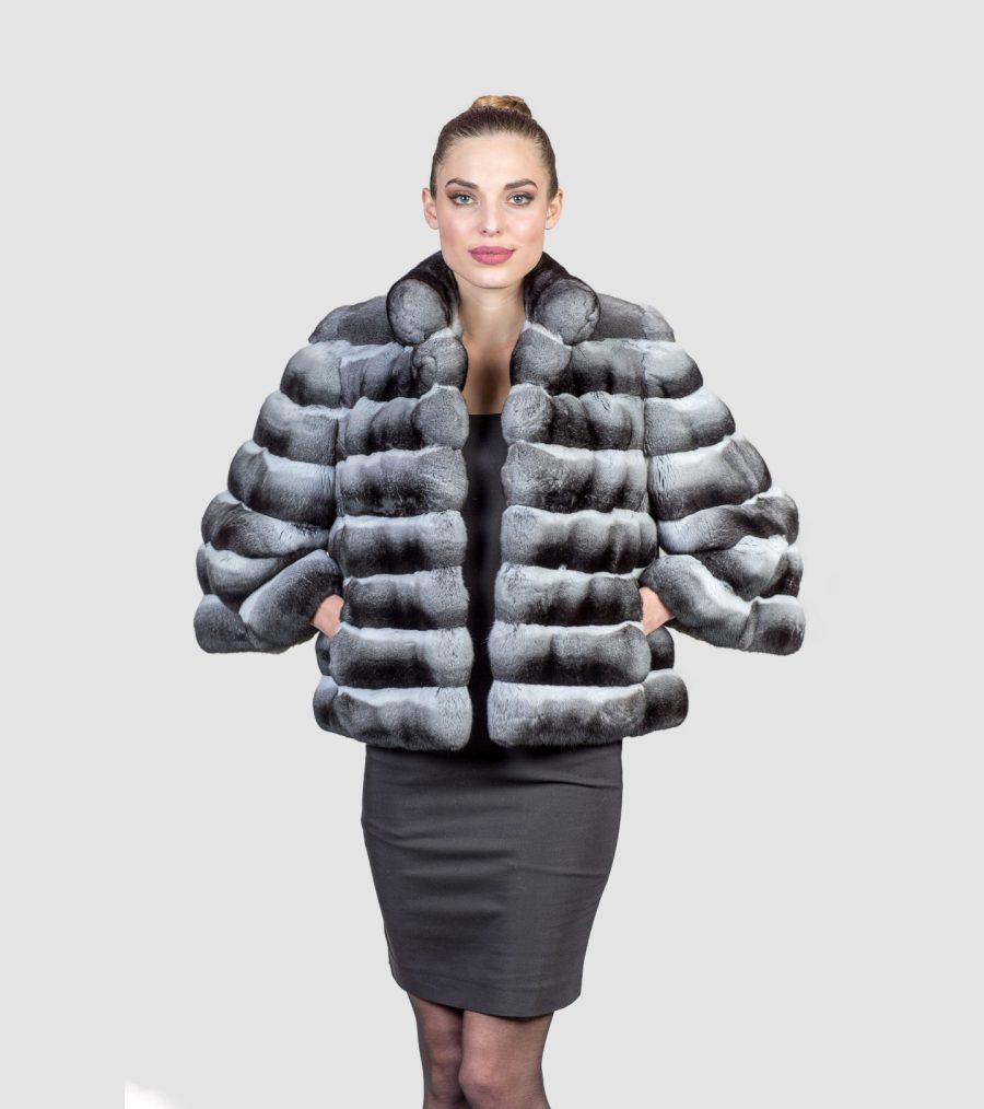 Chinchilla Fur Jacket With Loose Long Sleeves