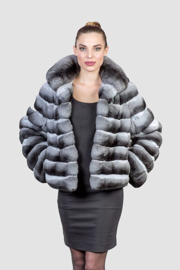 Chinchilla Fur Jacket With Collar - Haute Acorn