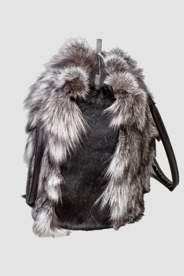 Silver Fox Fur Handbag