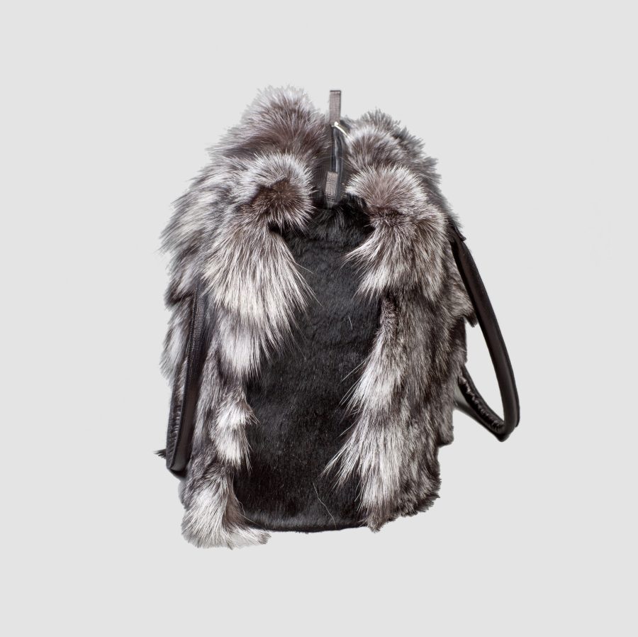 Silver Fox Fur Handbag