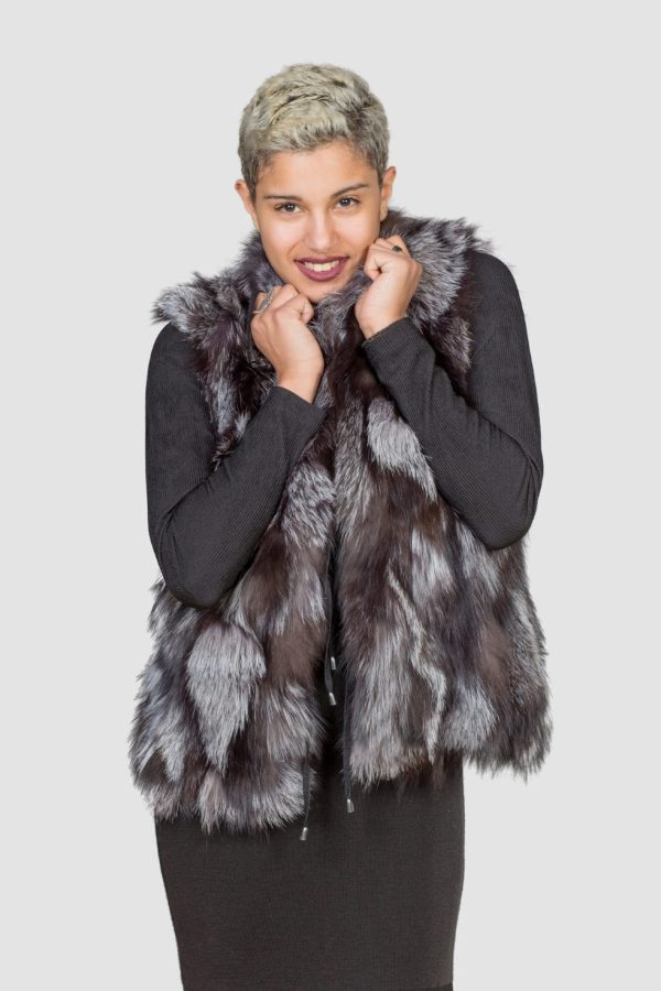 Silver Cropped Fox Fur Vest