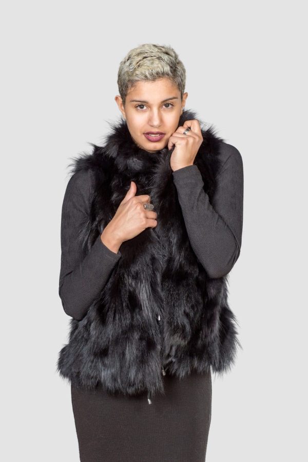 Two Sided Vest Fox Fur And Leather