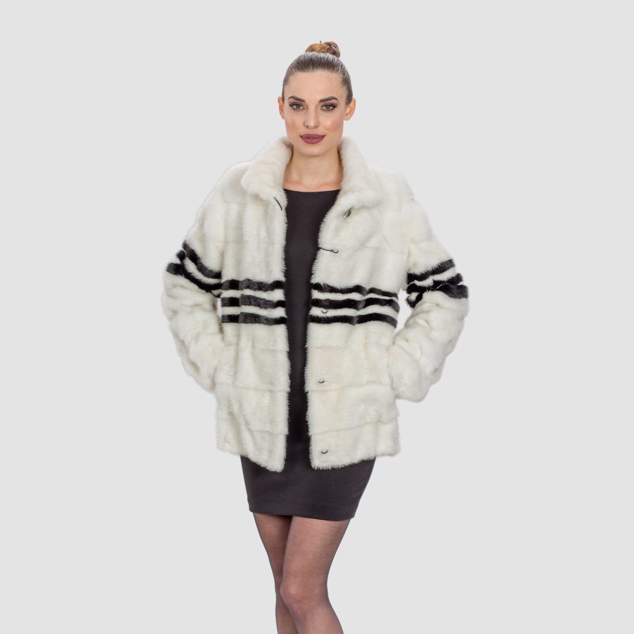 White Mink Fur Jacket. 100% Real Fur Coats and Accessories.