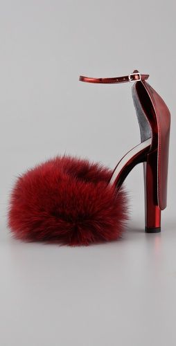 red fur heels