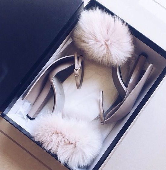 fur heels pink
