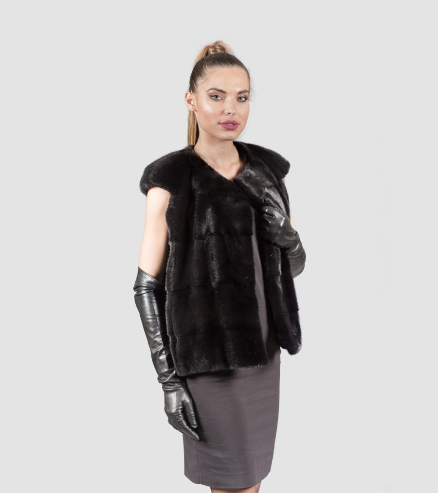 Mink Black Velvet Fur Vest