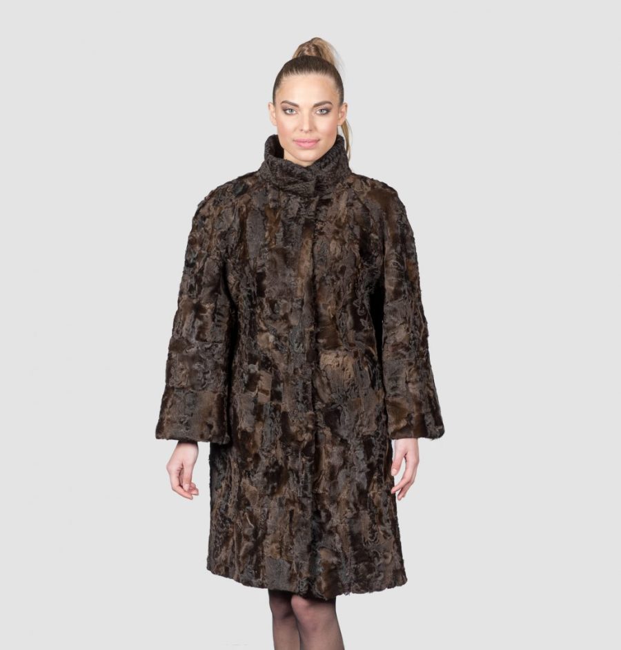 Brown Astrakhan Fur Jacket. 100% Real Fur Coats and Accessories.