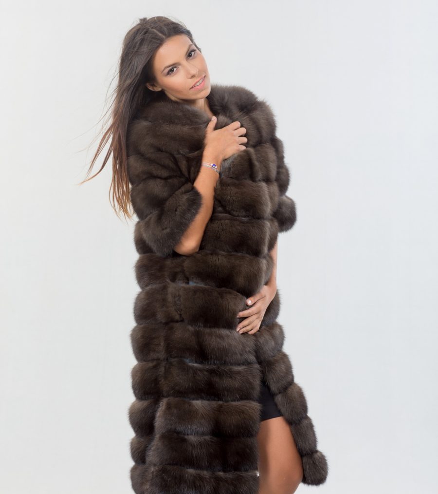 Dark Skin Russian Sable Fur Coat