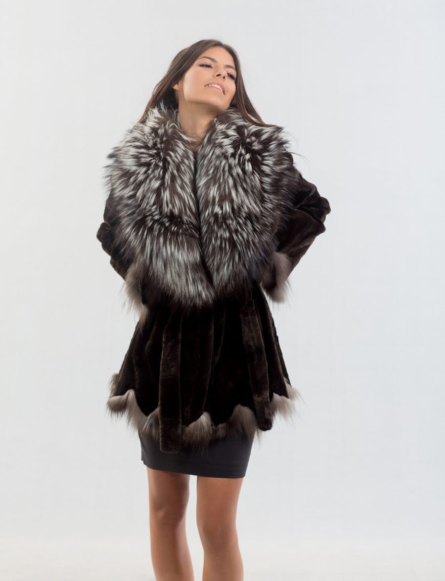 Sheared Mink fur Jacket with Arizante Fox Collar