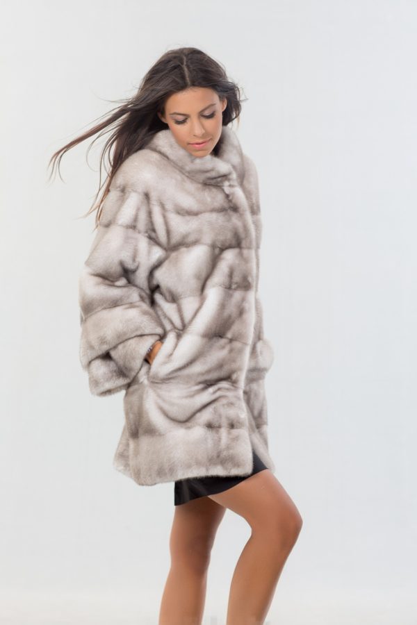 Silver Blue Nafa Mink Fur Coat
