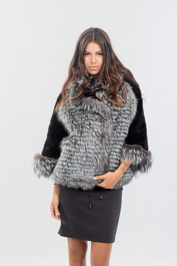 Saga Silver Fox Vertical Fur Jacket-100% Real Fur Coats