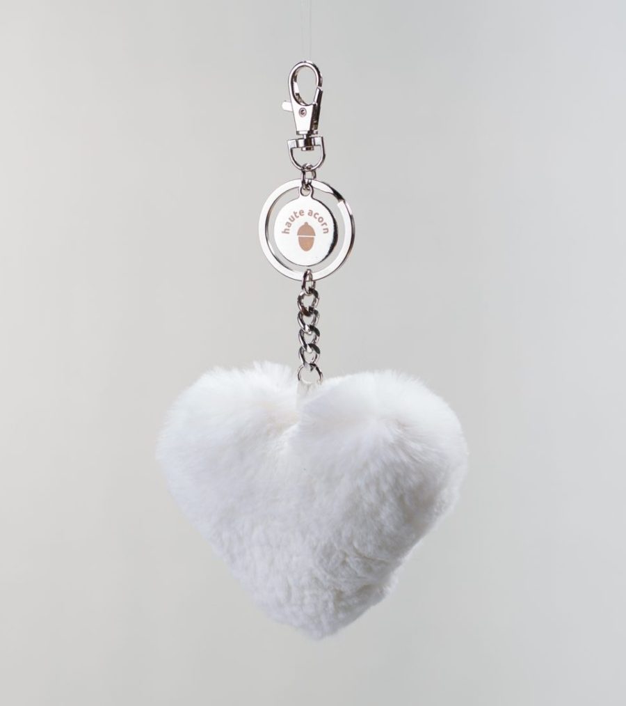 The White Heart Fur Keychain
