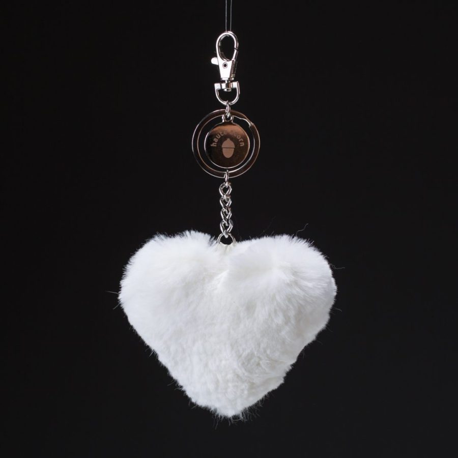 The White Heart Fur Keychain