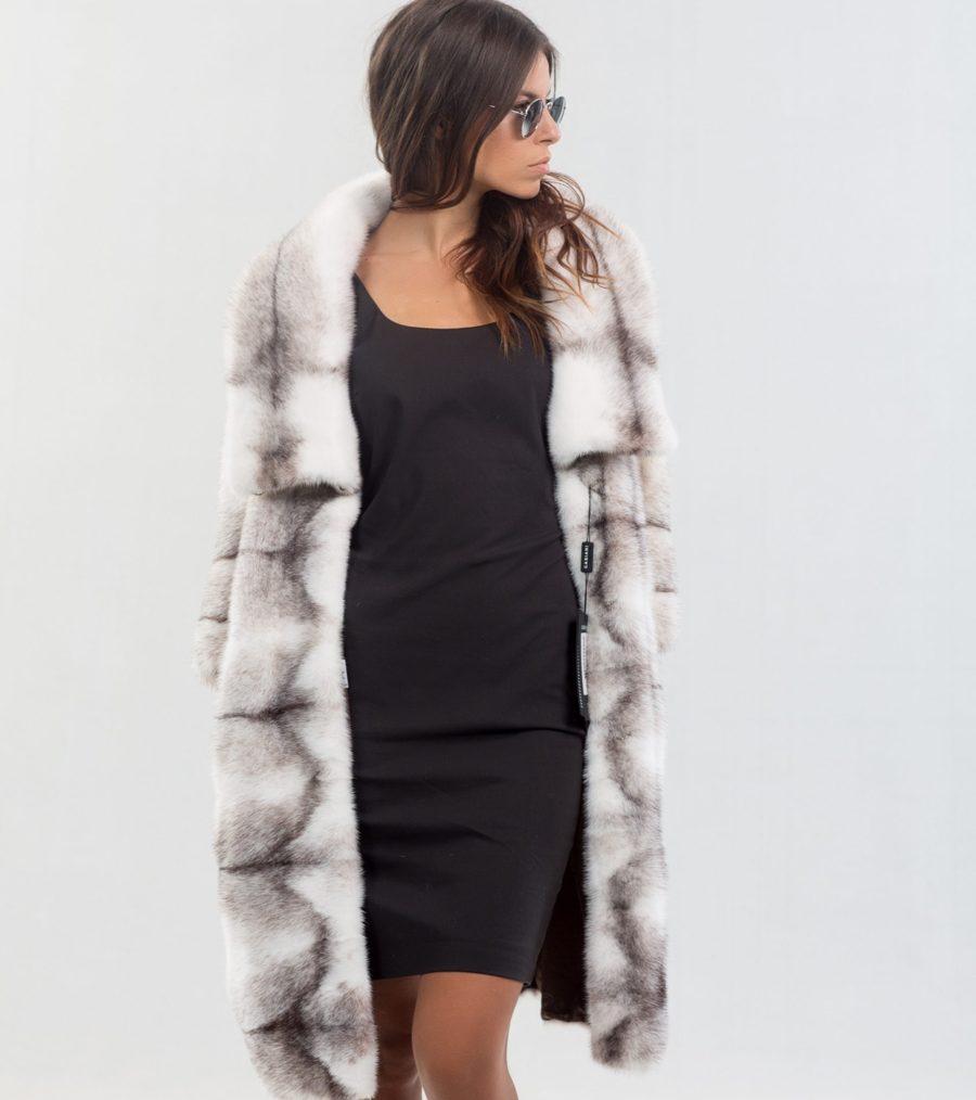 Black Cross Mink Fur Coat