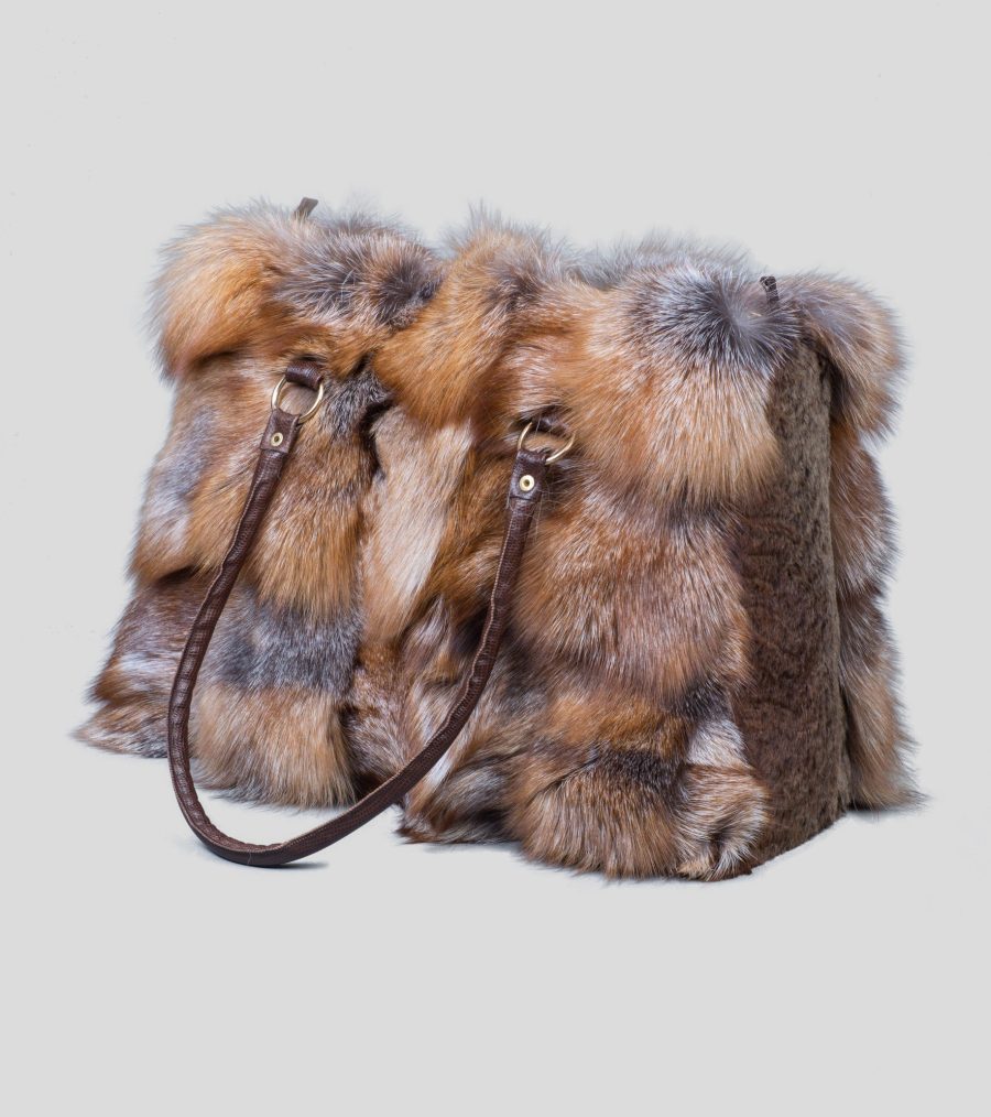 Crystal Fox Fur Handbag