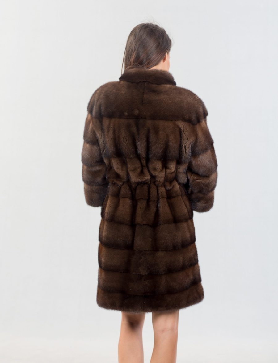 Brown Mink Fur Coat With Belt