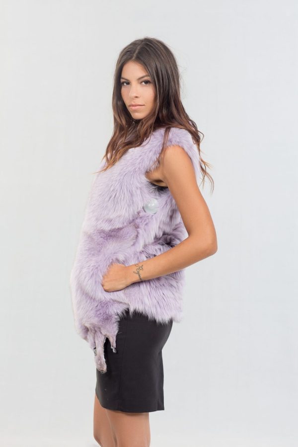 Purple Long Hair Fox Fur Vest