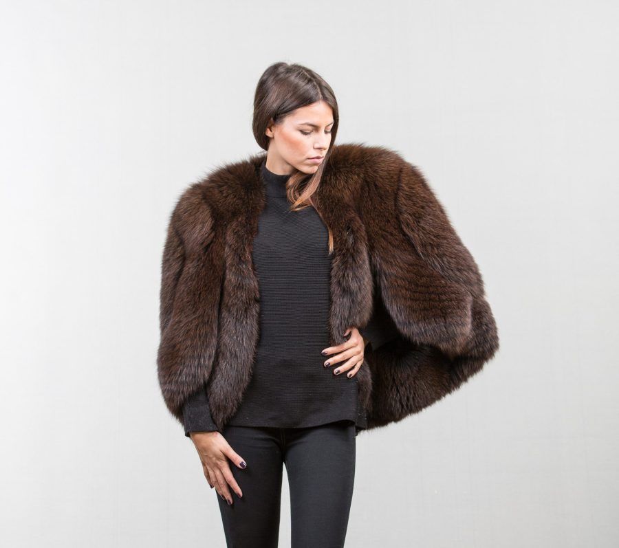 Brown Fox Fur Cape,100% Real Fur Coats! Haute Acorn