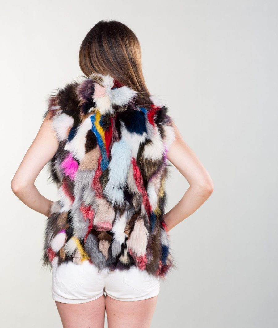 Multicolor Fox Fur Vest