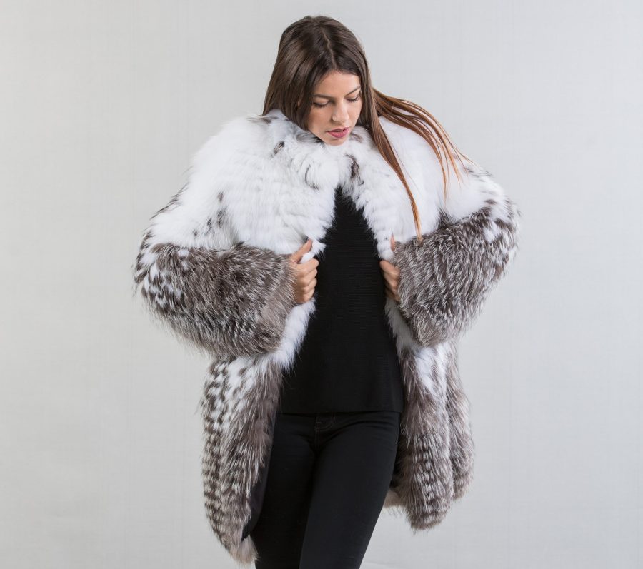 Black N White Fox Fur Jacket