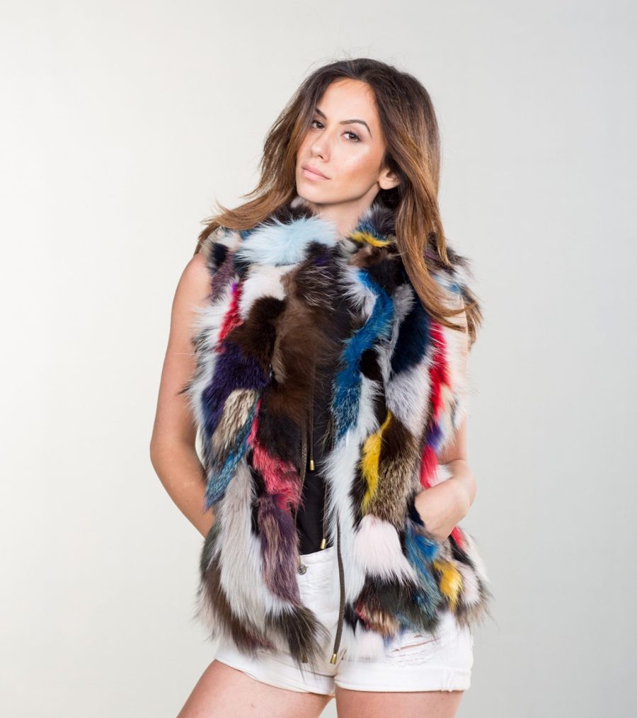 Multicolor Fox Fur Vest