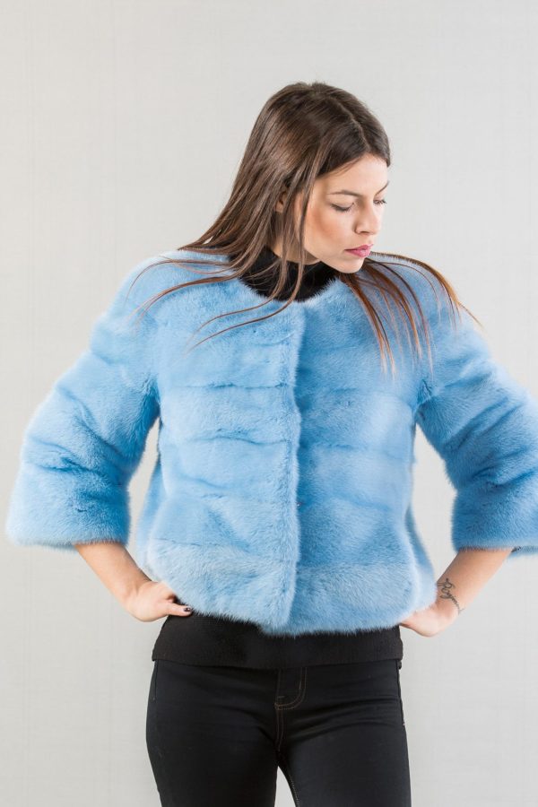 Turquoise Mink Fur Jacket