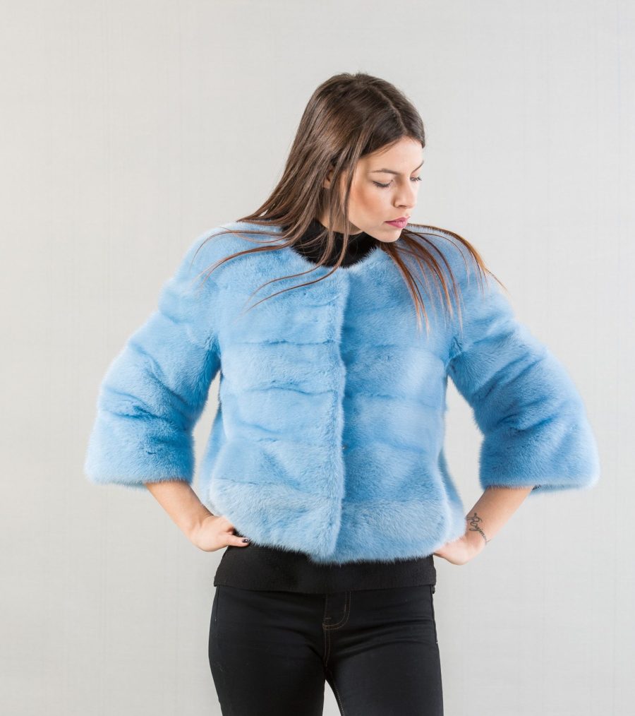 Turquoise Mink Fur Jacket