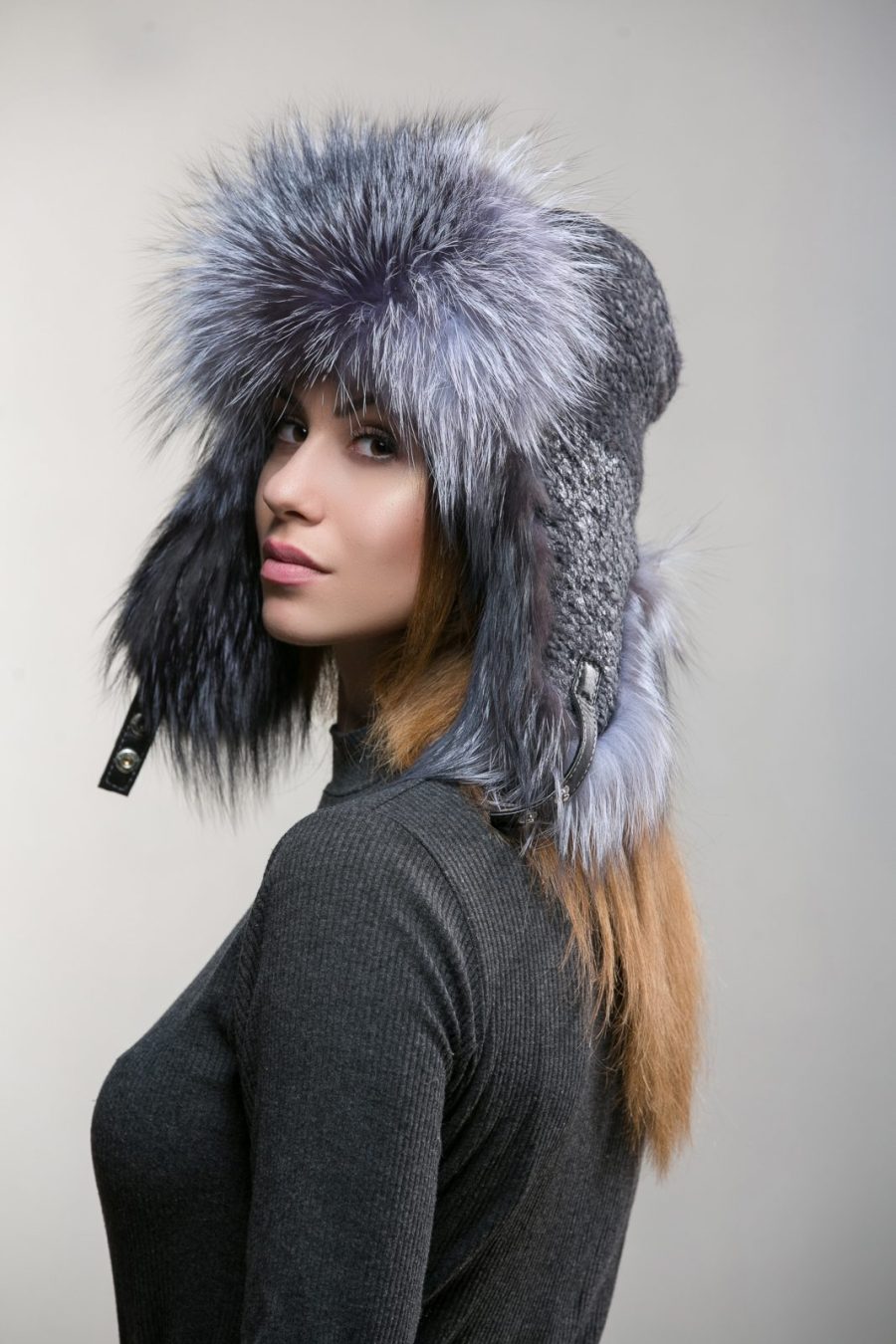 Silver Fox Fur Trapper Hat