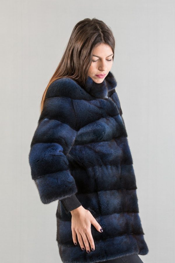 Dark Blue Mink Fur Coat