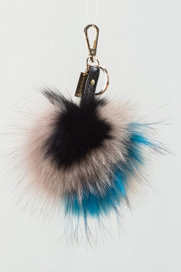 Wholesale 14cm Fashionable fox fur ball keychain/bag charm colorful fur  pompoms From m.