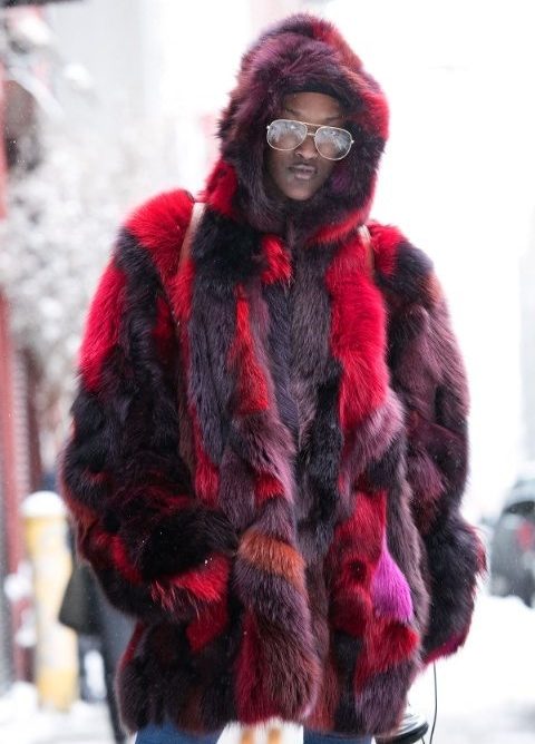 colorful fox fur coat in fashion week 2017