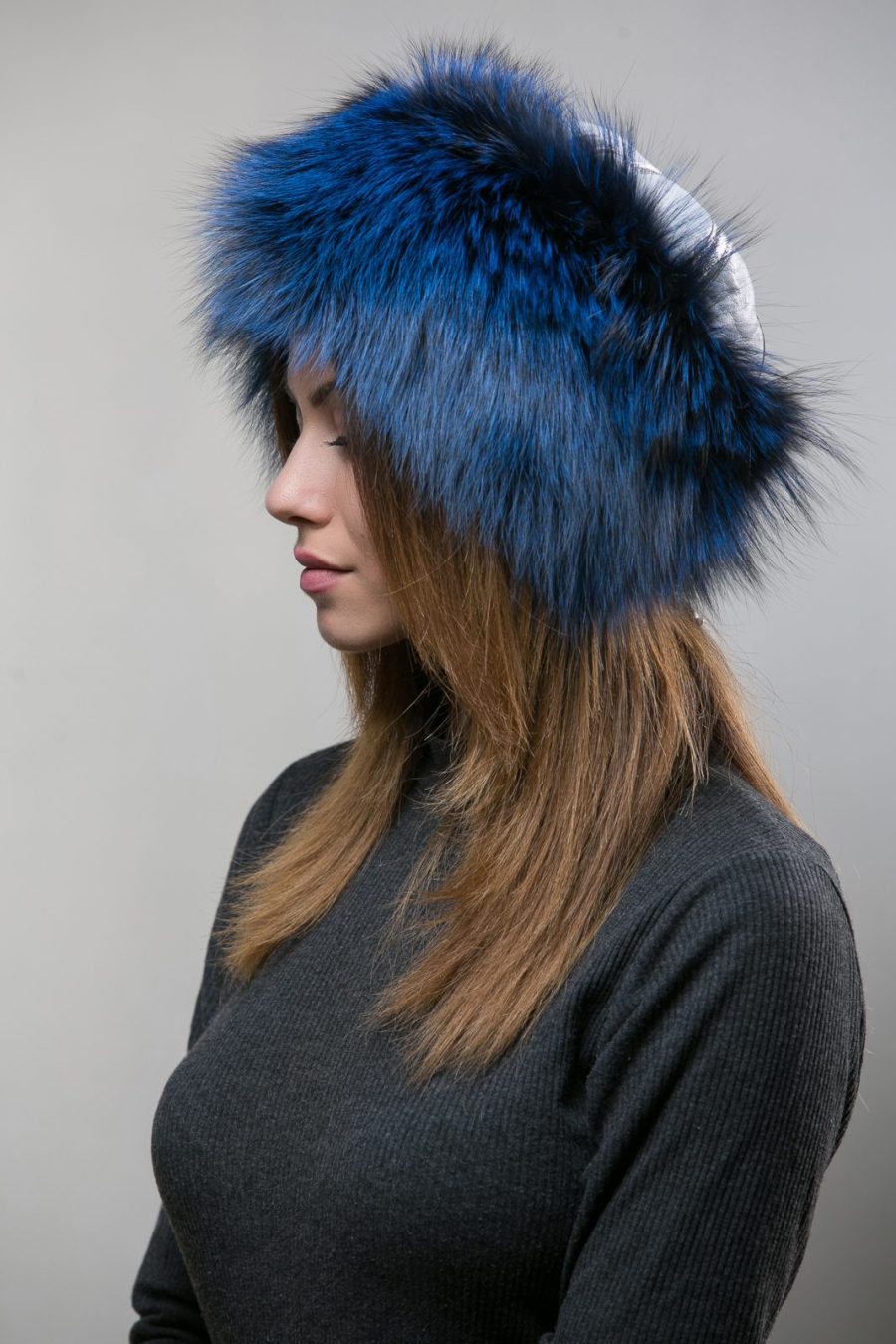 Blue Fox Fur Hat