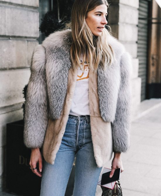 streetstyle elegant fur jacket pfw 2017