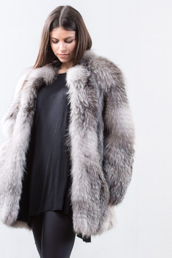 Blue Frost Fox Fur Jacket - Haute Acorn