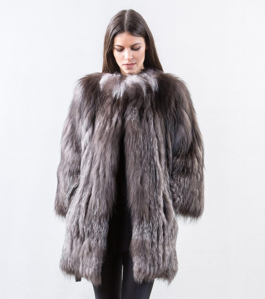 Saga Silver Fox Vertical Fur Jacket