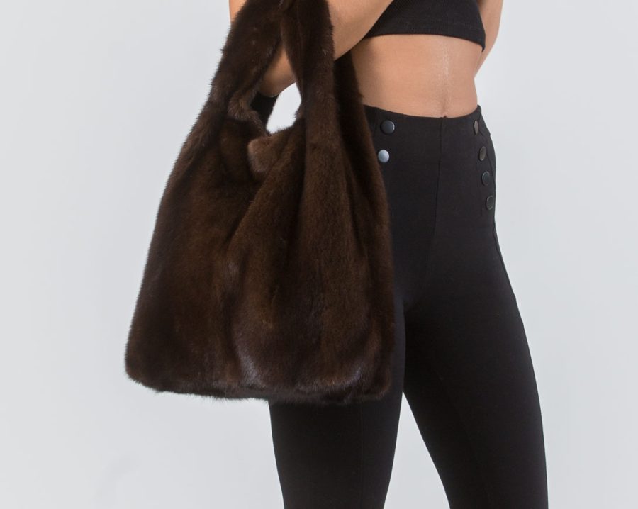Brown Mink Fur Handbag