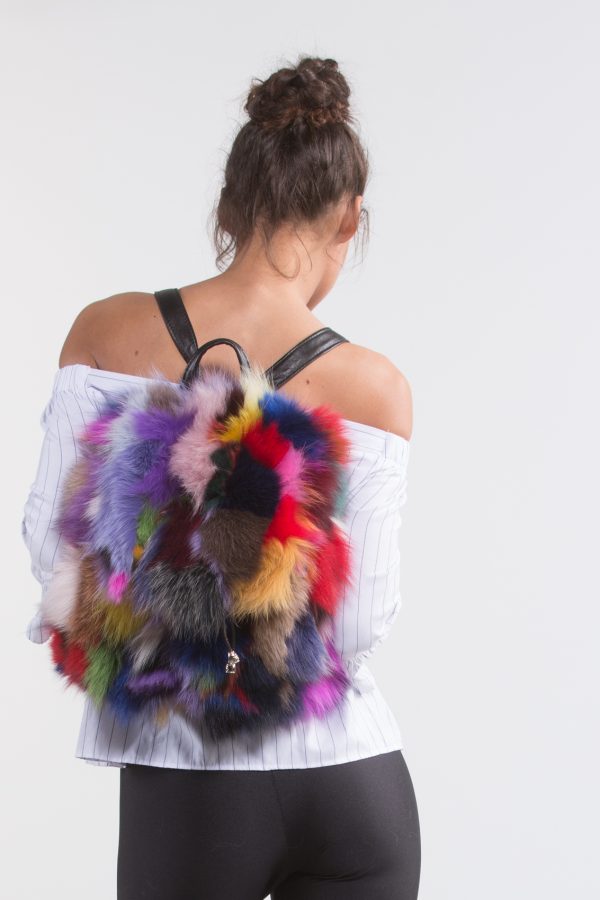 Colorful Fox Fur Backpack