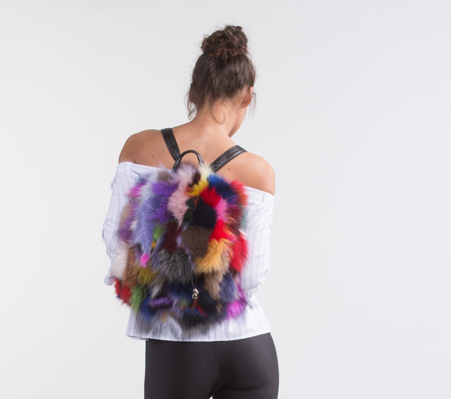 Colorful Fox Fur Backpack