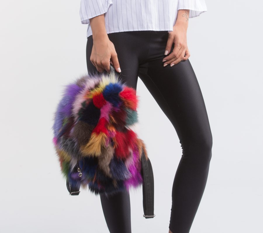 Colorful Fox Fur Backpack