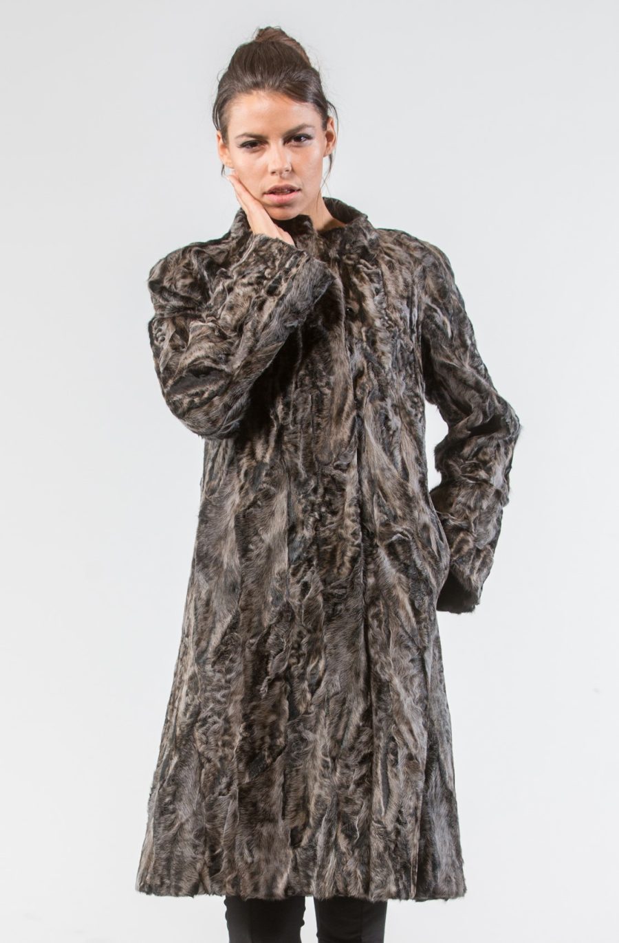 Azure Astrakhan Long Fur Jacket