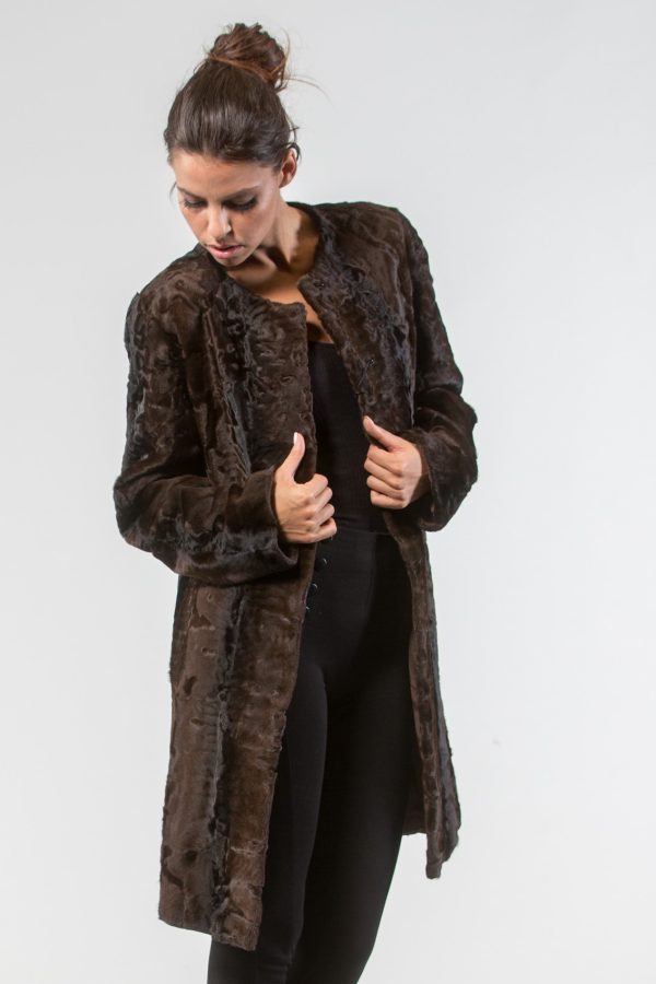 Dark Brown Astrakhan Fur Jacket