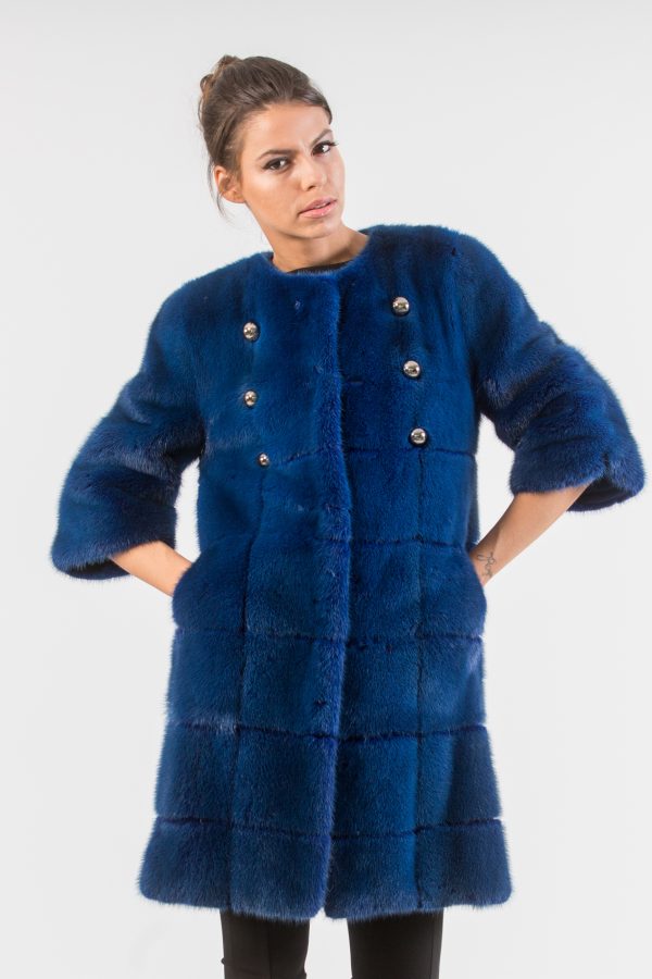Deep Blue Mink Fur Jacket