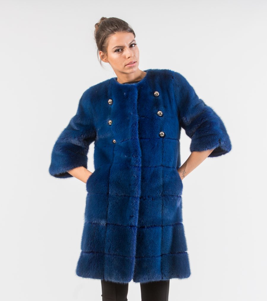 Deep Blue Mink Fur Jacket